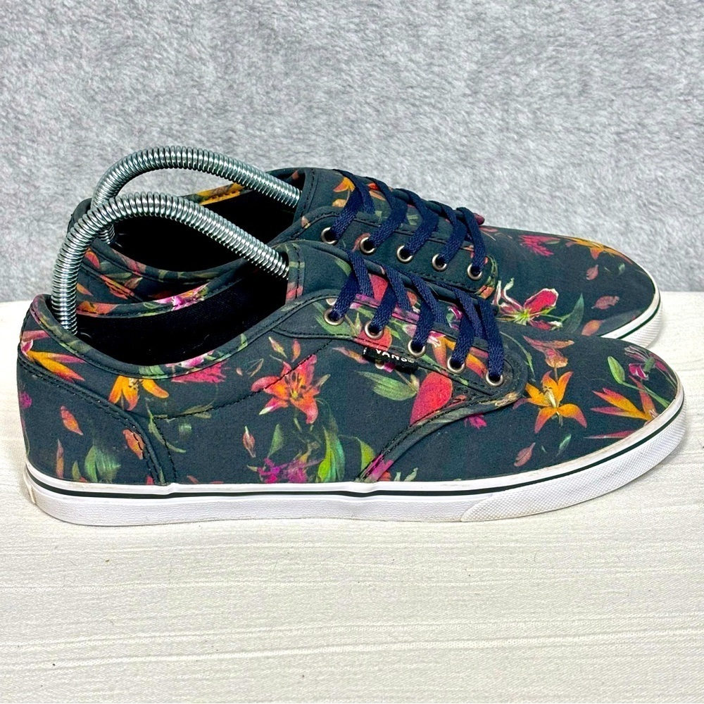 Vans Low-Top Tropical Floral Black Bloom Canvas Sneakers Shoes-Women Size 8